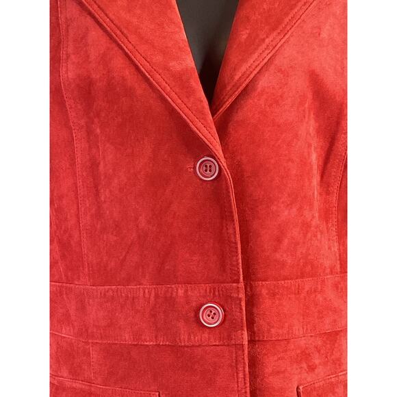 Liz Claiborne Brick Red Suede Blazer Jacket Womens Size L Flawed - Picture 9 of 9